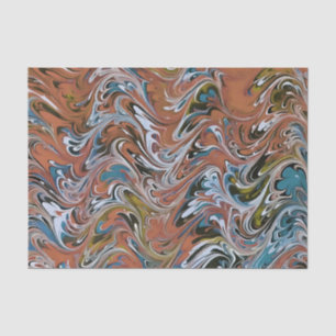 Waves In Red and Blue Acrylic Pour Abstract Art Tissue Paper