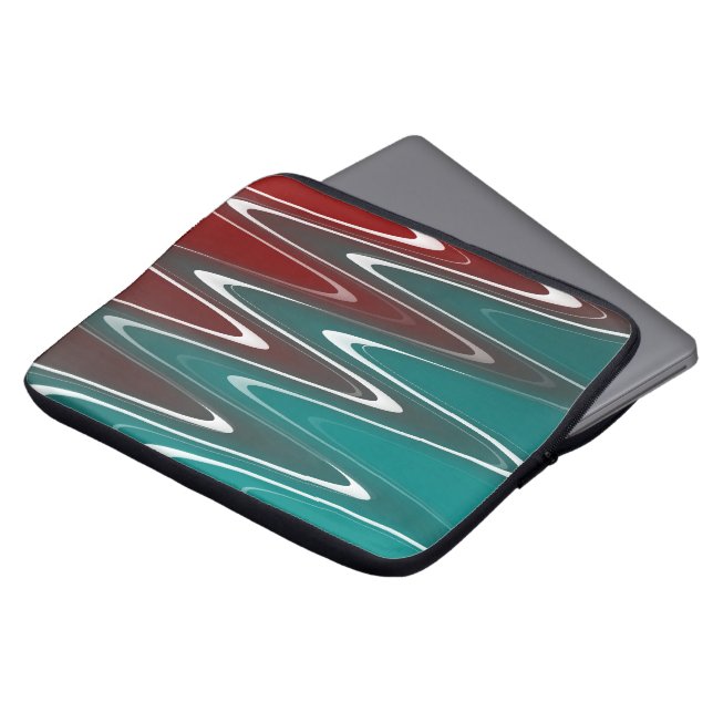 Waves in white laptop sleeve (Front Top)
