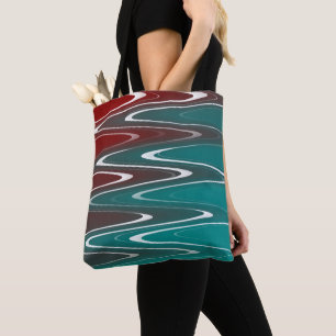 Waves in white tote bag
