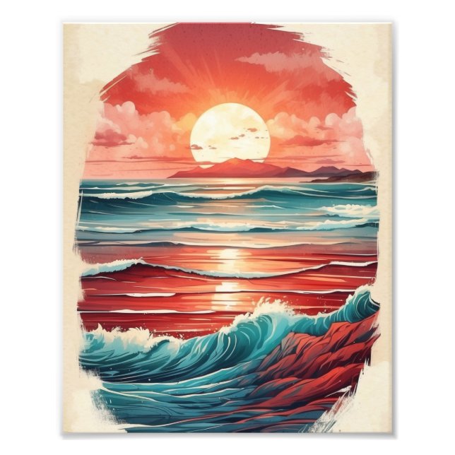  Waves Lap at Sandy Shores as Day Melts  Photo Print (Front)