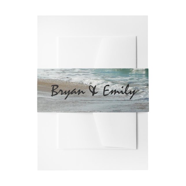 Waves Lapping on the Beach Tropical Turquoise Invitation Belly Band (Front Example)