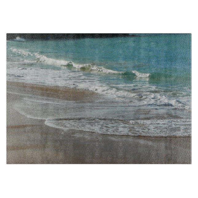 Waves Lapping on the Beach Turquoise Blue Ocean Cutting Board (Front)