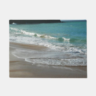 Waves Lapping on the Beach Turquoise Blue Ocean Doormat