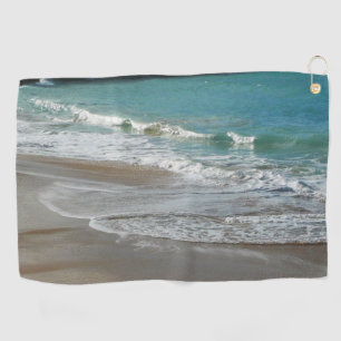 Waves Lapping on the Beach Turquoise Blue Ocean Golf Towel