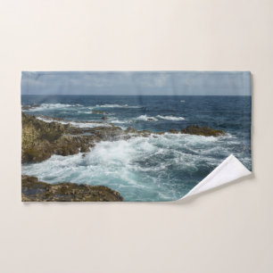 Waves Lapping on the Beach Turquoise Blue Ocean Hand Towel