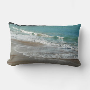 Waves Lapping on the Beach Turquoise Blue Ocean Lumbar Cushion