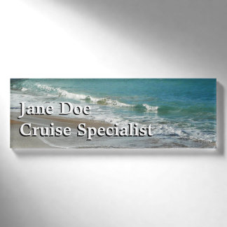 Waves Lapping on the Beach Turquoise Blue Ocean Name Tag