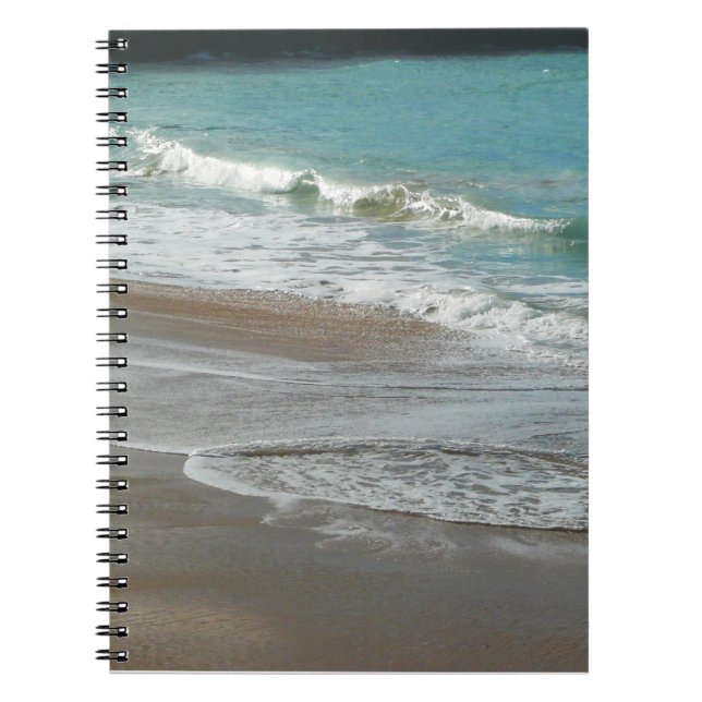 Waves Lapping on the Beach Turquoise Blue Ocean Notebook (Front)