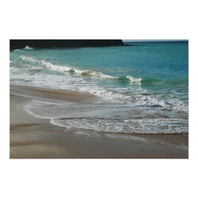 Waves Lapping on the Beach Turquoise Blue Ocean Poster (Front)
