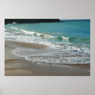 Waves Lapping on the Beach Turquoise Blue Ocean Poster