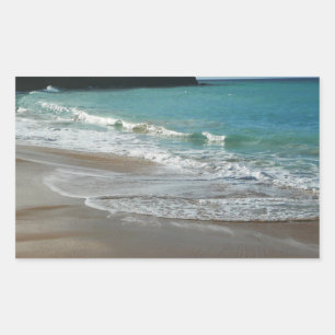 Waves Lapping on the Beach Turquoise Blue Ocean Rectangular Sticker