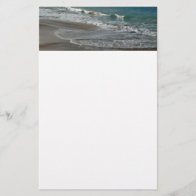 Waves Lapping on the Beach Turquoise Blue Ocean Stationery (Front)