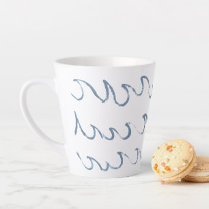 Waves Minimal Abstract Hand Drawn Sea Pattern  Latte Mug