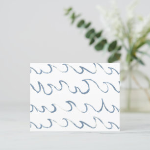 Waves Minimal Abstract Hand Drawn Sea Pattern    Postcard