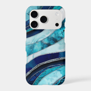 Waves - Mixed Media Blue Abstract