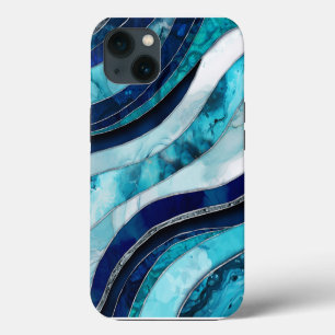 Waves - Mixed Media Blue Abstract iPhone 13 Case