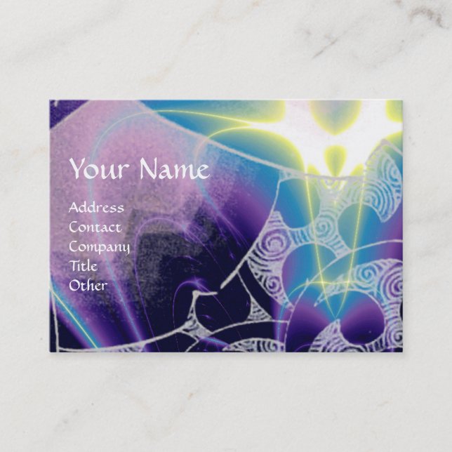 WAVES MONOGRAM, bright light purple blue Business Card (Front)