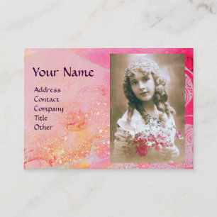 WAVES MONOGRAM PHOTO TEMPLATE pink purple blue Business Card