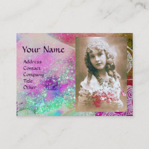 WAVES MONOGRAM PHOTO TEMPLATE pink purple blue Business Card