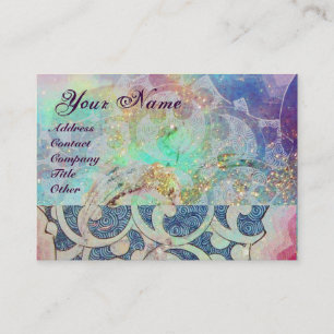 WAVES MONOGRAM , vibrant,pink blue violet Business Card