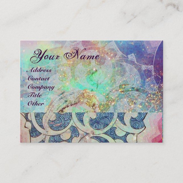 WAVES MONOGRAM , vibrant,pink  blue violet Business Card (Front)