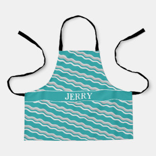 Waves Navy Grey Minimal Pattern Apron