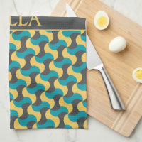 Waves Navy Yellow Minimal Pattern