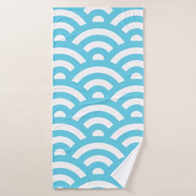 Waves ocean blue texture bath towel (Bath Towel)