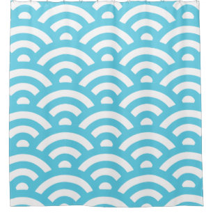 Waves ocean blue texture shower curtain