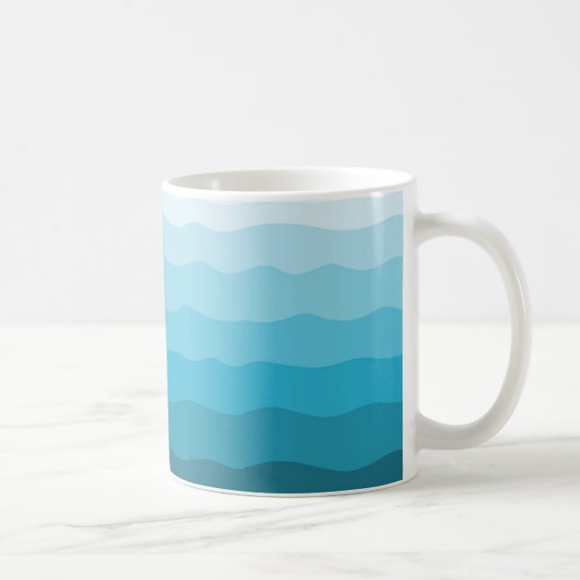 Waves of  Aqua, sea blue print, Ocean ripples Coffee Mug (Right)