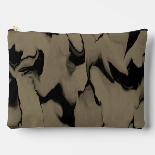 Waves of Black and Brown Accessory Pouch (Front)