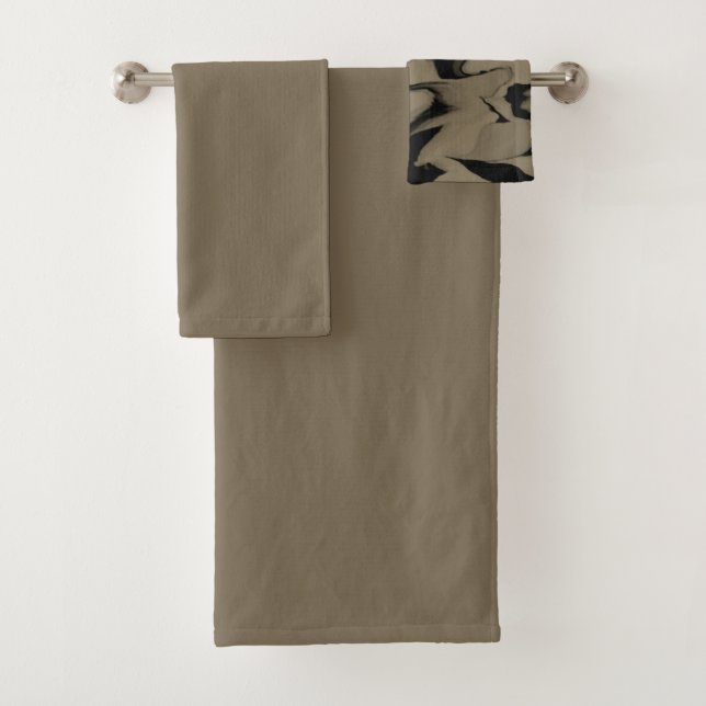 Waves of Black and Brown Bath Towel Set (Insitu)