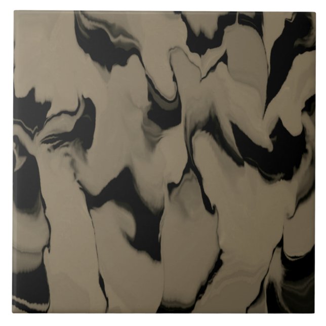 Waves of Black and Brown Ceramic Tile (Front)