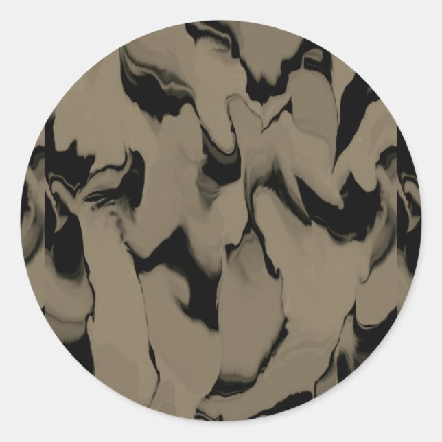 Waves of Black and Brown Classic Round Sticker (Front)
