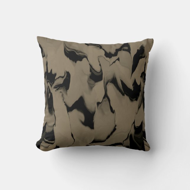 Waves of Black and Brown Cushion (Front)