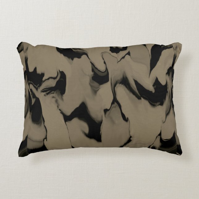 Waves of Black and Brown Decorative Cushion (Front)