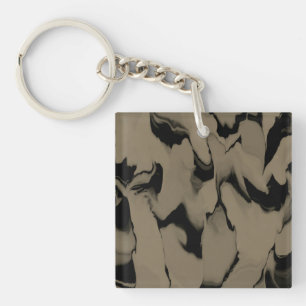 Waves of Black and Brown Key Ring