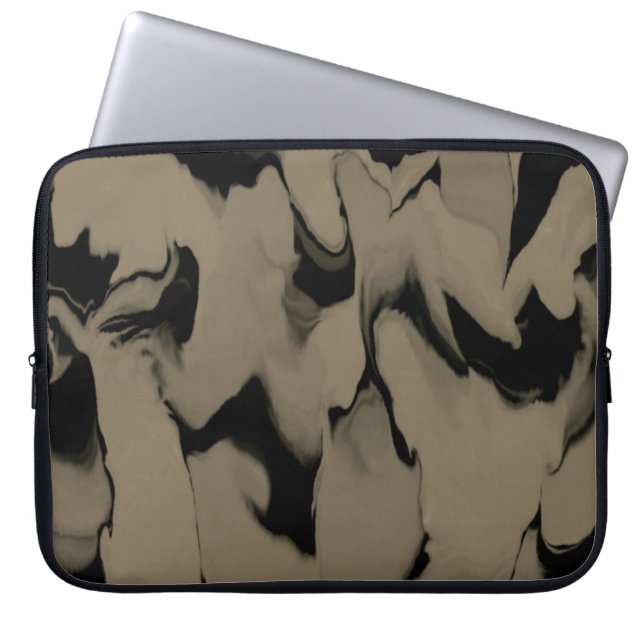 Waves of Black and Brown Laptop Sleeve (Front)
