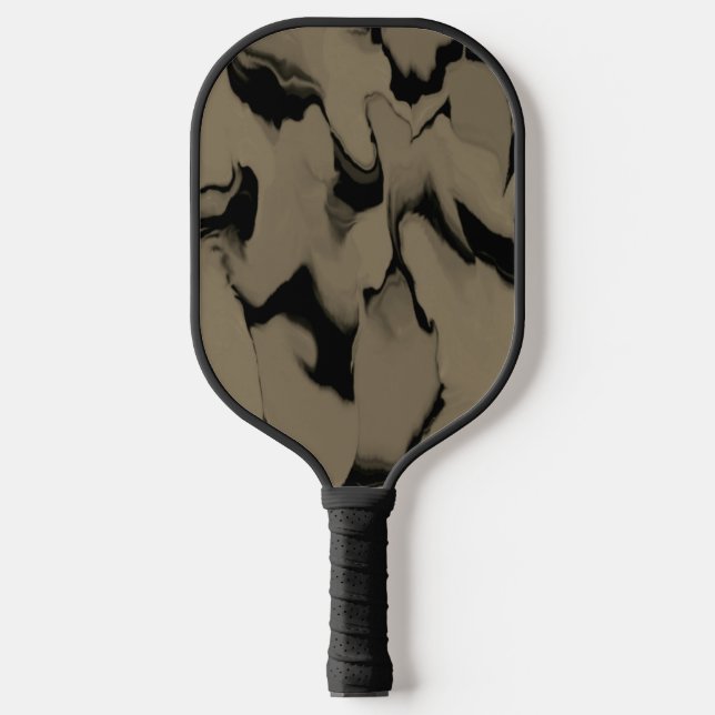 Waves of Black and Brown Pickleball Paddle (Front)