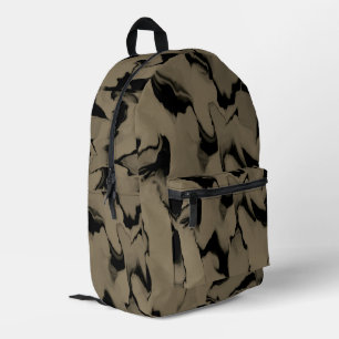 Waves of Black and Brown Printed Backpack