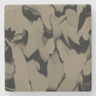 Waves of Black and Brown Stone Coaster