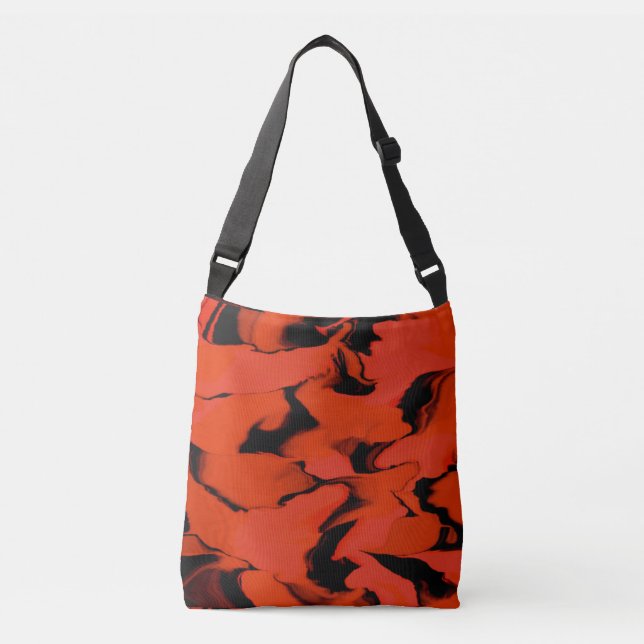 Waves of Black and Red Crossbody Bag (Front)