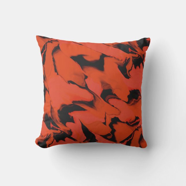 Waves of Black and Red Cushion (Front)