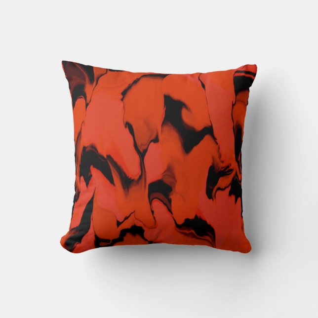 Waves of Black and Red Cushion (Front)