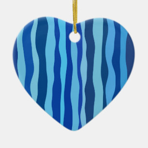 Waves of Blue Cyan Navy Cobalt Sky Blue Ceramic Ornament