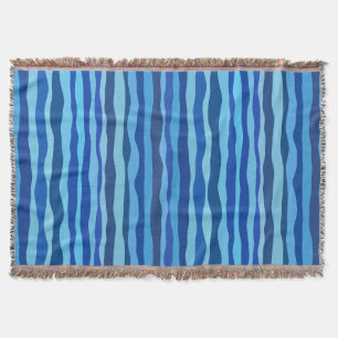 Waves of Blue Cyan Navy Cobalt Sky Blue Throw Blanket
