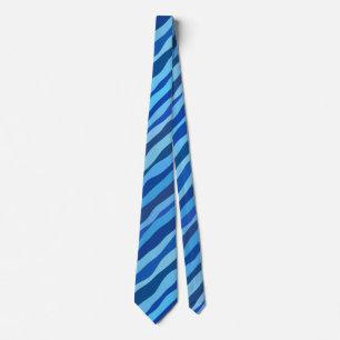 Waves of Blue Cyan Navy Cobalt Sky Blue Tie