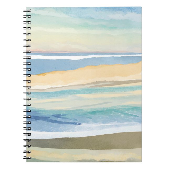 Waves of Blue | Ocean Shore Beach Watercolor Notebook (Front)