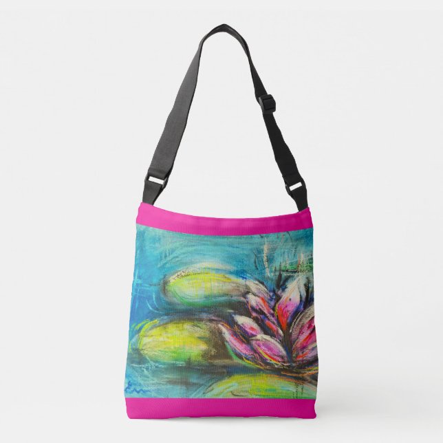 Waves of calm blooming crossbody bag (Front)