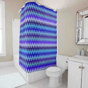 Waves of Deep Sea Blue Shower Curtain